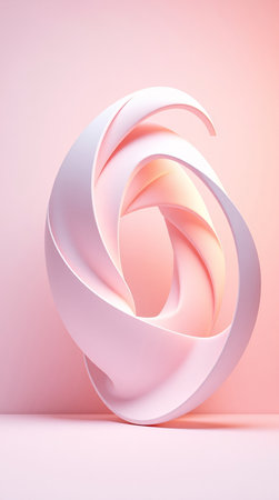 Abstract 3d rendering of geometric shape in pink and white color.の素材