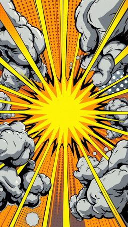 Comic book explosion background. Vector illustration in pop art style.の素材