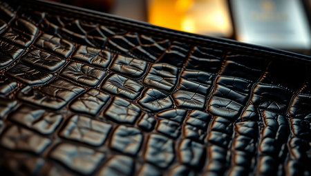 Crocodile leather texture close up background with copy space.の素材