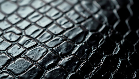 Black snake skin texture background. Close up of snake skin pattern.の素材