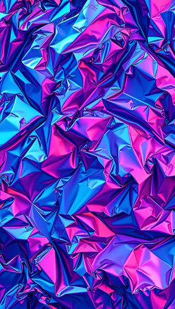 Colorful crumpled foil background. 3d rendering, 3d illustration.の素材