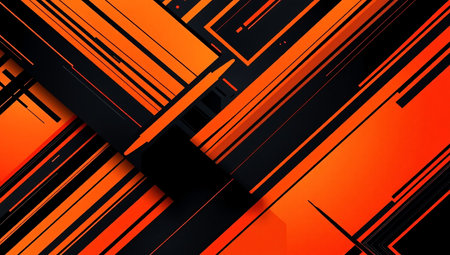 Abstract orange and black geometric background. Vector illustration. Eps 10.の素材