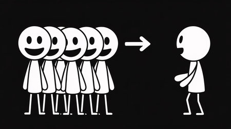 Conceptual image of a group of people with an arrow pointing to the rightの素材