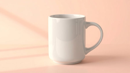 White mug mockup on pastel background. 3D rendering.の素材
