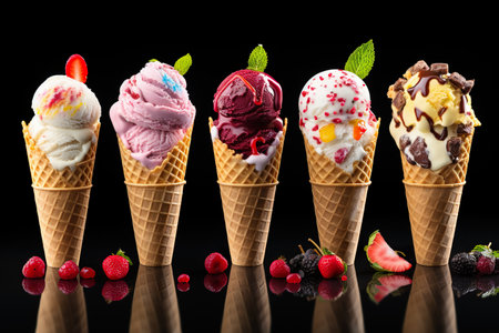 Ice Cream Dessert Background. This delightful backdrop everyone's favorite treat. generative ai illustrationの素材