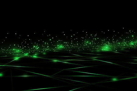 Background technology Gravitational field model, glowing lines green neon lines futuristic style. generative ai illustrationの素材