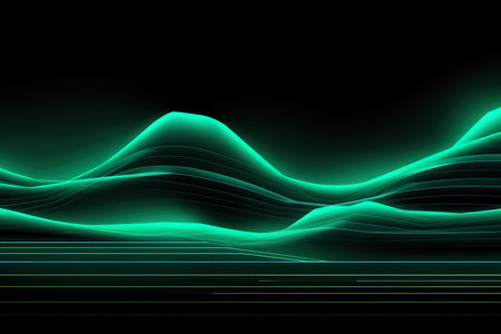 Background technology Gravitational field model, glowing lines green neon lines futuristic style. generative ai illustrationの素材