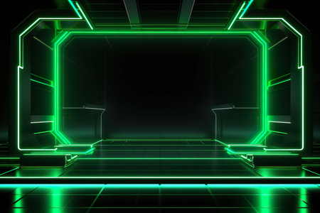 Background technology Gravitational field model, glowing lines green neon lines futuristic style. generative ai illustrationの素材