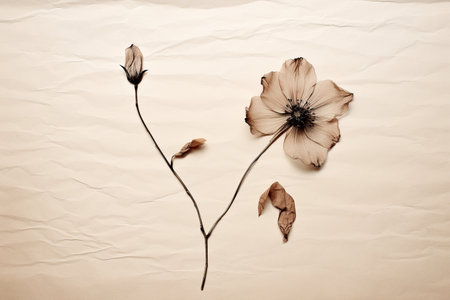 a little flower on paper. generative ai illustrationの素材
