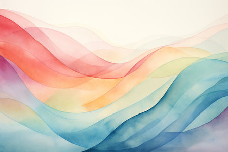 curve line watercolor background. generative ai illustrationの素材