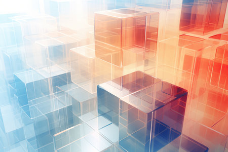 Transparent layers Disperse cube not too many abstract background. generative ai illustrationの素材