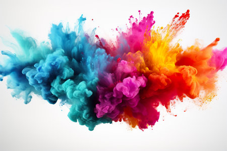 Colorful rainbow paint splash powder explosion. generative ai illustrationの素材