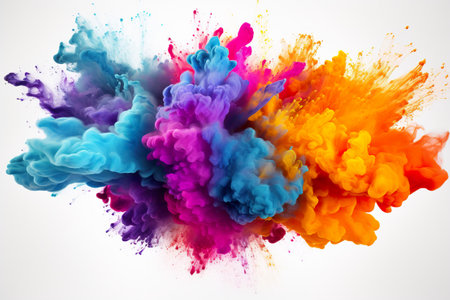 Colorful rainbow paint splash powder explosion. generative ai illustrationの素材