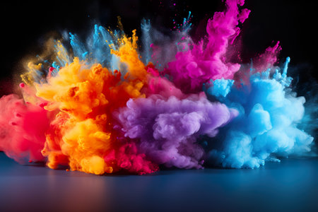 Colorful rainbow paint splash powder explosion. generative ai illustrationの素材