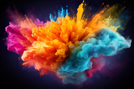 Colorful rainbow paint splash powder explosion. generative ai illustrationの素材