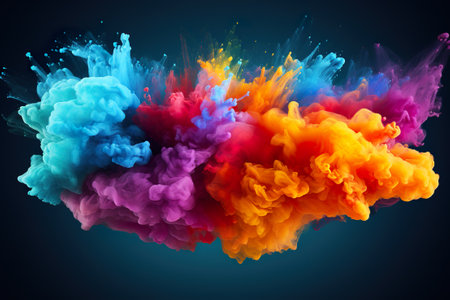 Colorful rainbow paint splash powder explosion. generative ai illustrationの素材