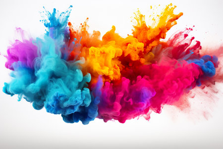 Colorful rainbow paint splash powder explosion. generative ai illustrationの素材