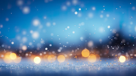 Magical winter background close up snow on blue sky cold backdrop for Christmas. generative aiの素材