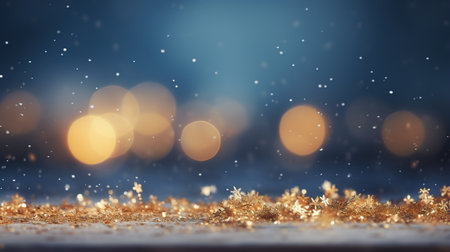 Magical winter background close up snow on blue sky cold backdrop for Christmas. generative aiの素材