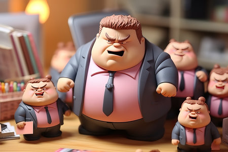 A young bloated businessman Meeting with team at table 3d. generative aiの素材