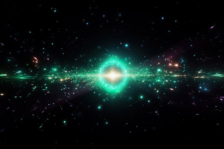 colorful light glowing starry space explosion. generative aiの素材