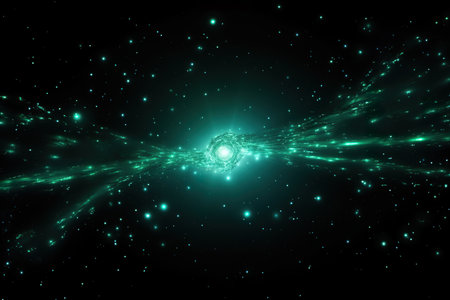 colorful light glowing starry space explosion. generative aiの素材