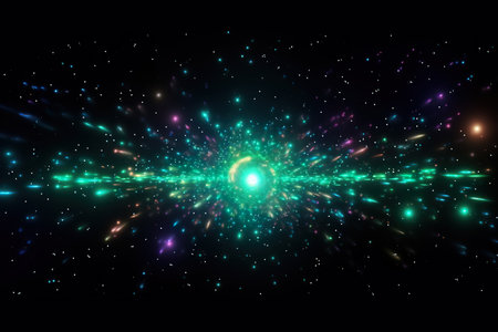 colorful light glowing starry space explosion. generative aiの素材