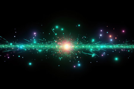 colorful light glowing starry space explosion. generative aiの素材
