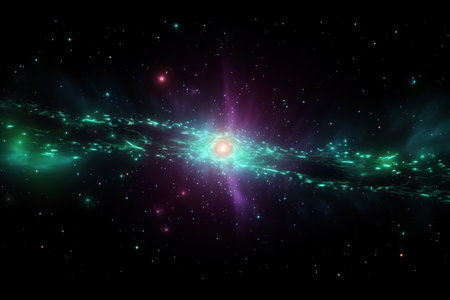 colorful light glowing starry space explosion. generative aiの素材