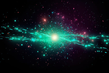 colorful light glowing starry space explosion. generative aiの素材