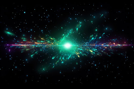 colorful light glowing starry space explosion. generative aiの素材