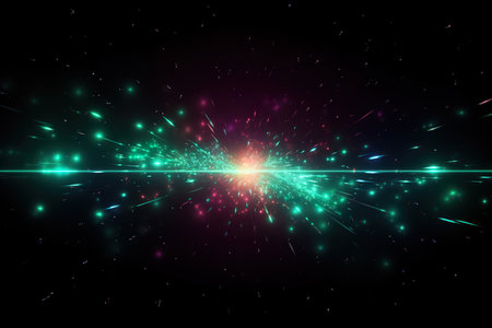 colorful light glowing starry space explosion. generative aiの素材