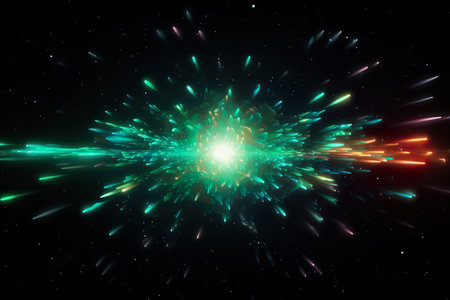 colorful light glowing starry space explosion. generative aiの素材