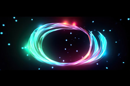 colorful neon light circular wave. generative aiの素材