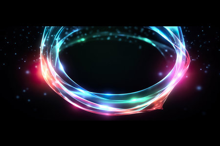 colorful neon light circular wave. generative aiの素材