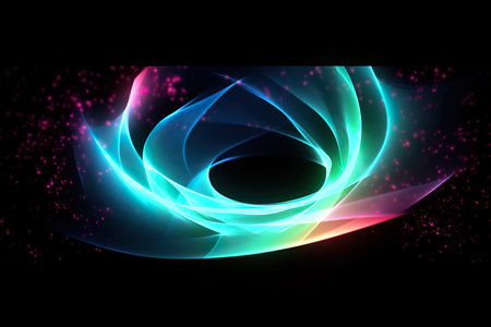 colorful neon light circular wave. generative aiの素材