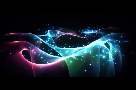 colorful neon light circular wave. generative aiの素材