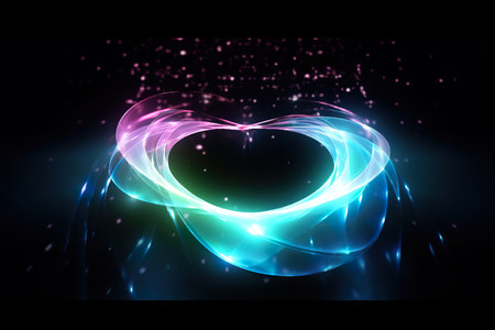 colorful neon light circular wave. generative aiの素材