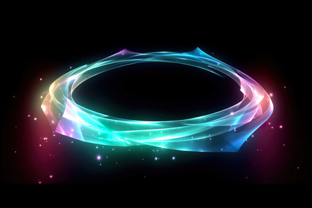 colorful neon light circular wave. generative aiの素材