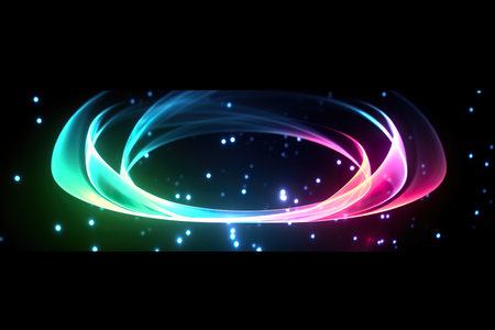 colorful neon light circular wave. generative aiの素材
