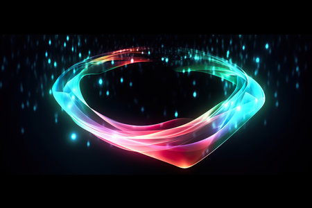 colorful neon light circular wave. generative aiの素材