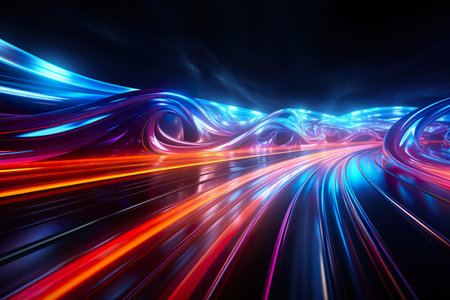 data binary flow rolling on futuristic technology background. generative aiの素材