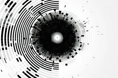 the black and white circle design, in the style of technological design. generative aiの素材