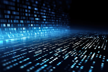 data binary flow rolling on futuristic technology background. generative aiの素材
