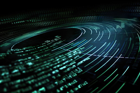 data binary flow rolling on futuristic technology background. generative aiの素材