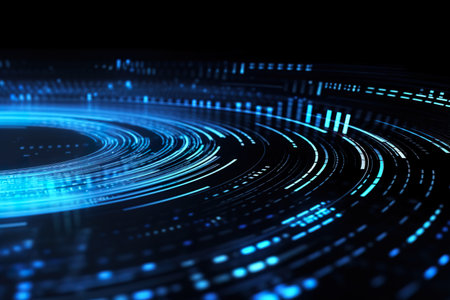 data binary flow rolling on futuristic technology background. generative aiの素材