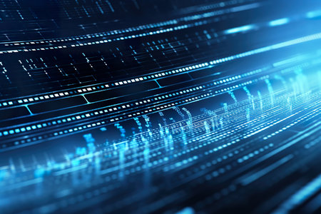 data binary flow rolling on futuristic technology background. generative aiの素材