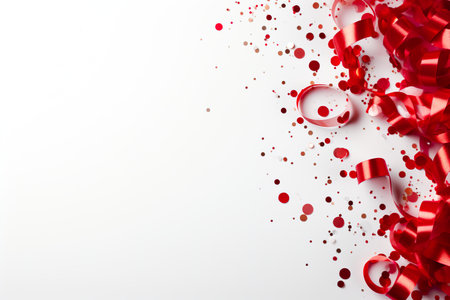 Red Ribbon for festive decorations on a white background. generative aiの素材