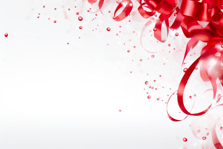 Red Ribbon for festive decorations on a white background. generative aiの素材