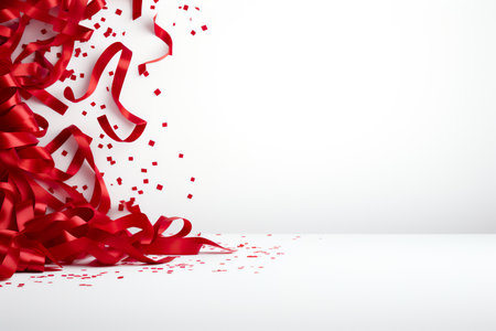 Red Ribbon for festive decorations on a white background. generative aiの素材